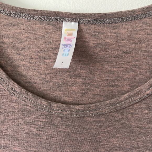 LuLaRoe Gray/Pink Polyester Blend Long Sleeve Tee - Picture 3 of 9